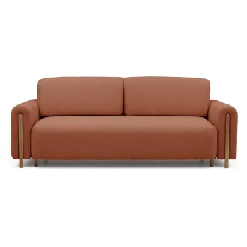 Canapea teracota extensibila/cu spatiu de depozitare cu tapiterie din tesatura boucle 244 cm Arcadova - ELTAP imagine