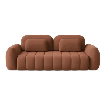 Canapea teracota extensibila/cu spatiu de depozitare cu tapiterie din tesatura boucle 266 cm Pele - Makamii imagine