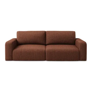 Canapea teracotAextensibilAf/cu spaE>iu de depozitare cu tapiE>erie din catifea reiatA252 cm Kona aEURMakamii imagine