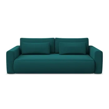 Canapea turcoaz extensibila/cu spatiu de depozitare cu tapiterie din catifea 238 cm Kapua - Makamii imagine