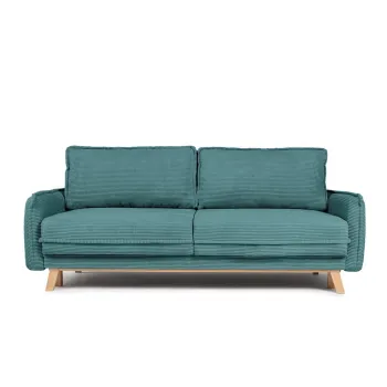 Canapea turcoaz extensibila cu tapiterie din catifea reiata 218 cm Tori - Bonami Selection imagine