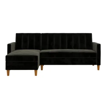 Canapea variabila extensibila cu suprafata din catifea Storaa Celine, negru imagine