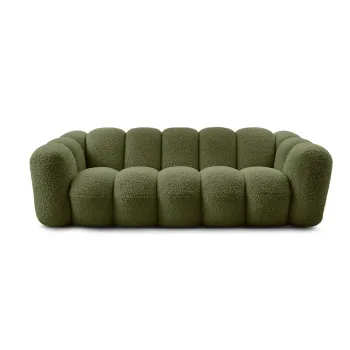 Canapea verde cu tapiterie din tesatura boucle 232 cm Hippolyte - Bobochic Paris imagine
