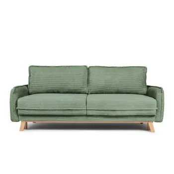 Canapea verde-deschis extensibila cu tapiterie din catifea reiata 218 cm Tori - Bonami Selection imagine