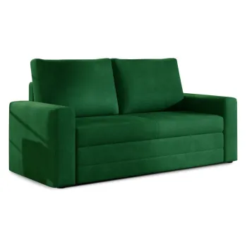 Canapea verde extensibila/cu spatiu de depozitare cu tapiterie din catifea 151 cm Wave - ELTAP imagine