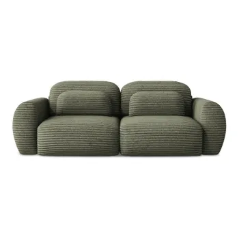 Canapea verde extensibila/cu spatiu de depozitare cu tapiterie din catifea reiata 266 cm Kini - Makamii imagine