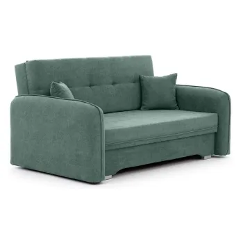 Canapea verde extensibila/cu spatiu de depozitare cu tapiterie din chenille 155 cm Laine - ELTAP imagine