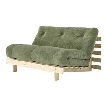 Canapea verde extensibila cu tapiterie din catifea reiata 140 cm Roots - Karup imagine