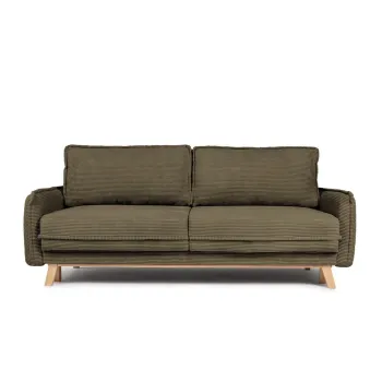 Canapea verde extensibila cu tapiterie din catifea reiata 218 cm Tori - Bonami Selection imagine