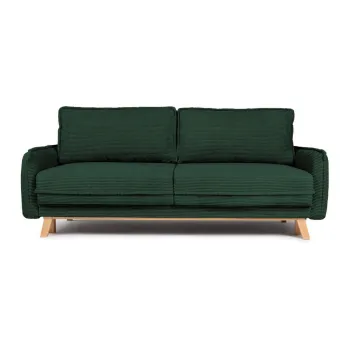 Canapea verde-inchis extensibila/cu spatiu de depozitare cu tapiterie din catifea reiata 218 cm Tori - Bonami Selection imagine