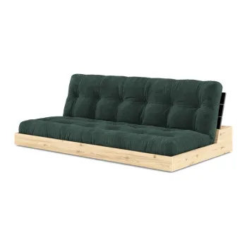 Canapea verde-inchis extensibila cu tapiterie din catifea reiata 196 cm Base - Karup Design imagine