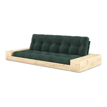 Canapea verde-inchis extensibila cu tapiterie din catifea reiata 244 cm Base - Karup Design imagine