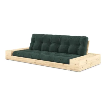 Canapea verde-inchis extensibila cu tapiterie din catifea reiata 244 cm Base - Karup Design imagine