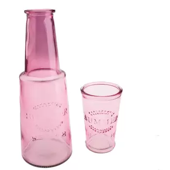 Carafa din sticla cu pahar Dakls, 800 ml, roz imagine