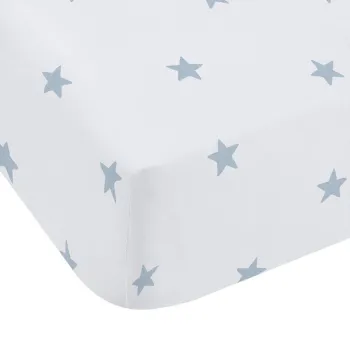 Cearceaf pentru copii alb/albastru din bumbac pentru patut cu elastic 70x140 cm Mini Star & Stripes - Bianca imagine