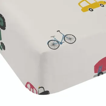 Cearceaf pentru copii alb din bumbac pentru pat de o persoana cu elastic 90x190 cm Transport - Bianca imagine