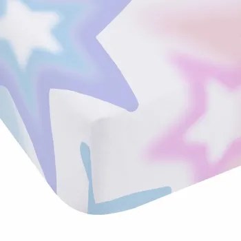 Cearceaf pentru copii alb/roz pentru pat dublu cu elastic 135x190 cm Ombre Stars - Catherine Lansfield imagine