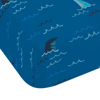 Cearceaf pentru copii albastru pentru patut cu elastic 70x140 cm Jawsome Shark - Catherine Lansfield imagine