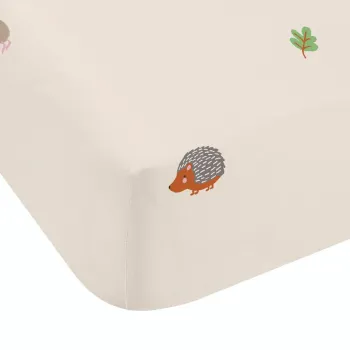 Cearceaf pentru copii bej pentru pat dublu cu elastic 135x190 cm Fox and Woodland Friends - Catherine Lansfield imagine