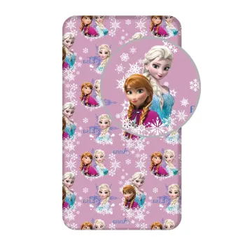 Cearceaf pentru copii din bumbac pentru pat de o persoana cu elastic 90x200 cm Frozen - Jerry Fabrics imagine