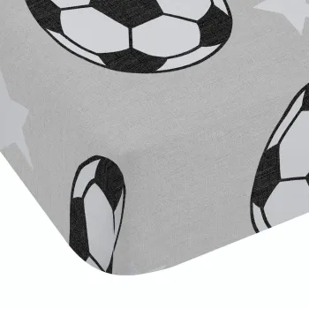 Cearceaf pentru copii gri din flanela pentru pat dublu cu elastic 135x190 cm Football Stars - Catherine Lansfield imagine