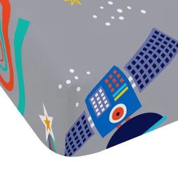 Cearceaf pentru copii gri pentru patut cu elastic 70x140 cm Lost In Space - Catherine Lansfield imagine