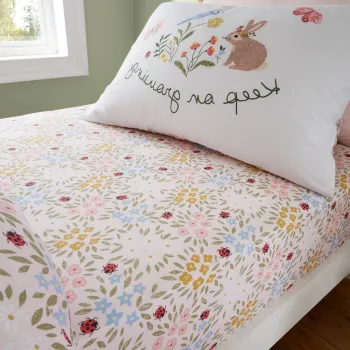 Cearceaf pentru copii pentru pat de o persoana cu elastic 90x190 cm Garden Animals - RHS imagine