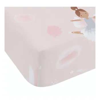 Cearceaf pentru copii roz pentru pat de o persoana cu elastic 90x190 cm Dancing Fairies - Catherine Lansfield imagine