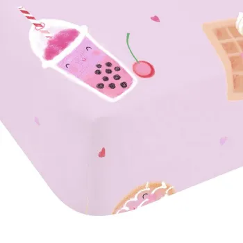 Cearceaf pentru copii roz pentru pat de o persoanAcu elastic 90x190 cm Sweet Treats aEURCatherine Lansfield imagine
