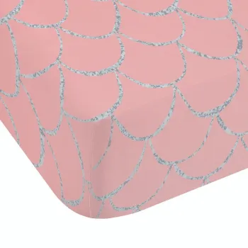 Cearceaf pentru copii roz pentru pat dublu cu elastic 135x190 cm Mermaid - Catherine Lansfield imagine