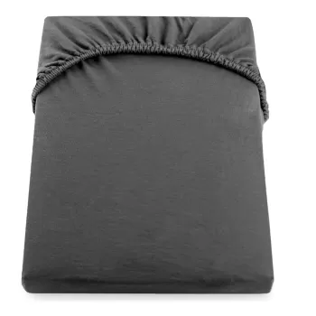 Cearsaf de pat elastic din jerseu DecoKing Amber Collection, 200 x 220-240 cm, gri inchis imagine