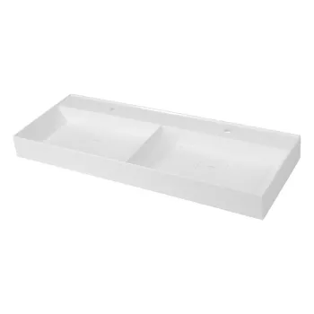 Chiuveta dubla alba din compozit mineral 119x44 cm Godiva - Sapho imagine