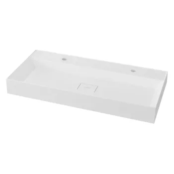 Chiuveta dubla alba din compozit mineral 96x44 cm Godiva - Sapho imagine