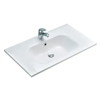Chiuveta fara baterie alba din compozit mineral 2x46 cm Quickset 393 - Pelipal imagine