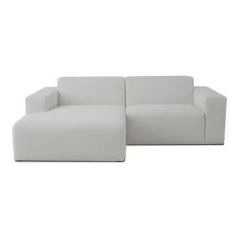 Coltar alb cu tapiterie din stofa boucle (cu colt pe partea dreapta) Roxy - Scandic imagine