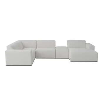 Coltar alb cu tapiterie din stofa boucle (in forma de 