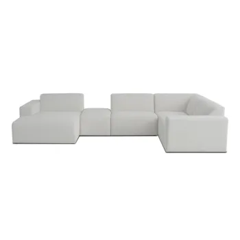 Coltar alb cu tapiterie din stofa boucle (in forma de 