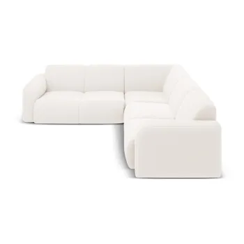 Coltar alb cu tapiterie din tesatura boucle (cu colt variabil/in forma de 