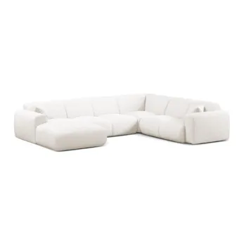Coltar alb cu tapiterie din tesatura boucle (in forma de 