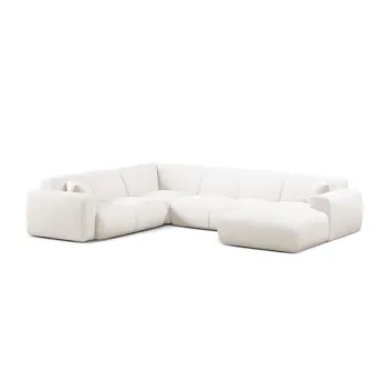 Coltar alb cu tapiterie din tesatura boucle (in forma de 