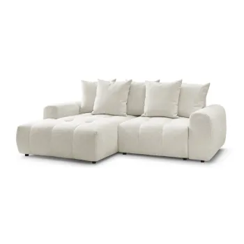 Coltar alb extensibil/cu spatiu de depozitare cu tapiterie din chenille (cu colt pe partea dreapta/cu sezlong) Roxelane - Bobochic Paris imagine