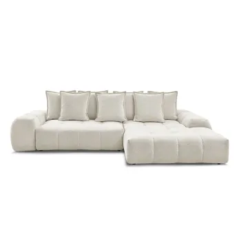 Coltar alb extensibil/cu spatiu de depozitare cu tapiterie din chenille (cu colt pe partea stanga/cu sezlong) Everest - Bobochic Paris imagine