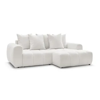 Coltar alb extensibil/cu spatiu de depozitare cu tapiterie din tesatura boucle (cu colt pe partea stanga/cu sezlong) Roxelane - Bobochic Paris imagine