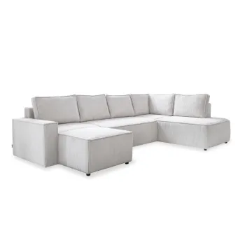 Coltar alb extensibil cu tapiterie din catifea reiata (cu colt pe partea stanga /in forma de 