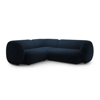 Coltar albastru cu tapiterie din catifea (cu colt pe partea dreapta/in forma de 