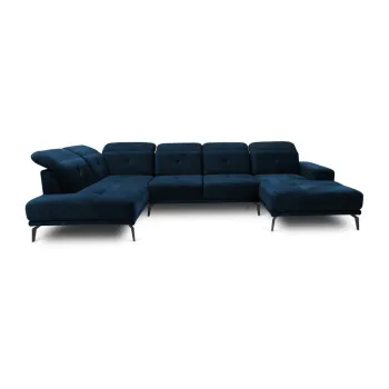 Coltar albastru cu tapiterie din catifea (cu colt pe partea dreapta/in forma de 