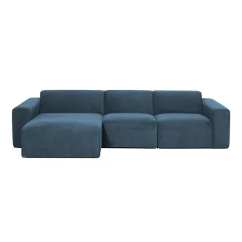 Coltar albastru cu tapiterie din catifea reiata (cu colt pe partea dreapta) Sting - Scandic imagine