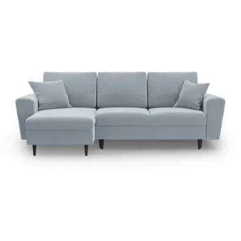 Coltar albastru deschis extensibil, cu spatiu de depozitare cu tapiterie din catifea Kyoto - Cosmopolitan Design imagine