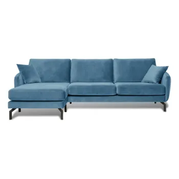 Coltar albastru din catifea (cu sezlong pe partea dreapta) Magic - Scandic imagine