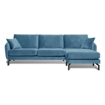 Coltar albastru din catifea (cu sezlong pe partea stanga ) Magic - Scandic imagine